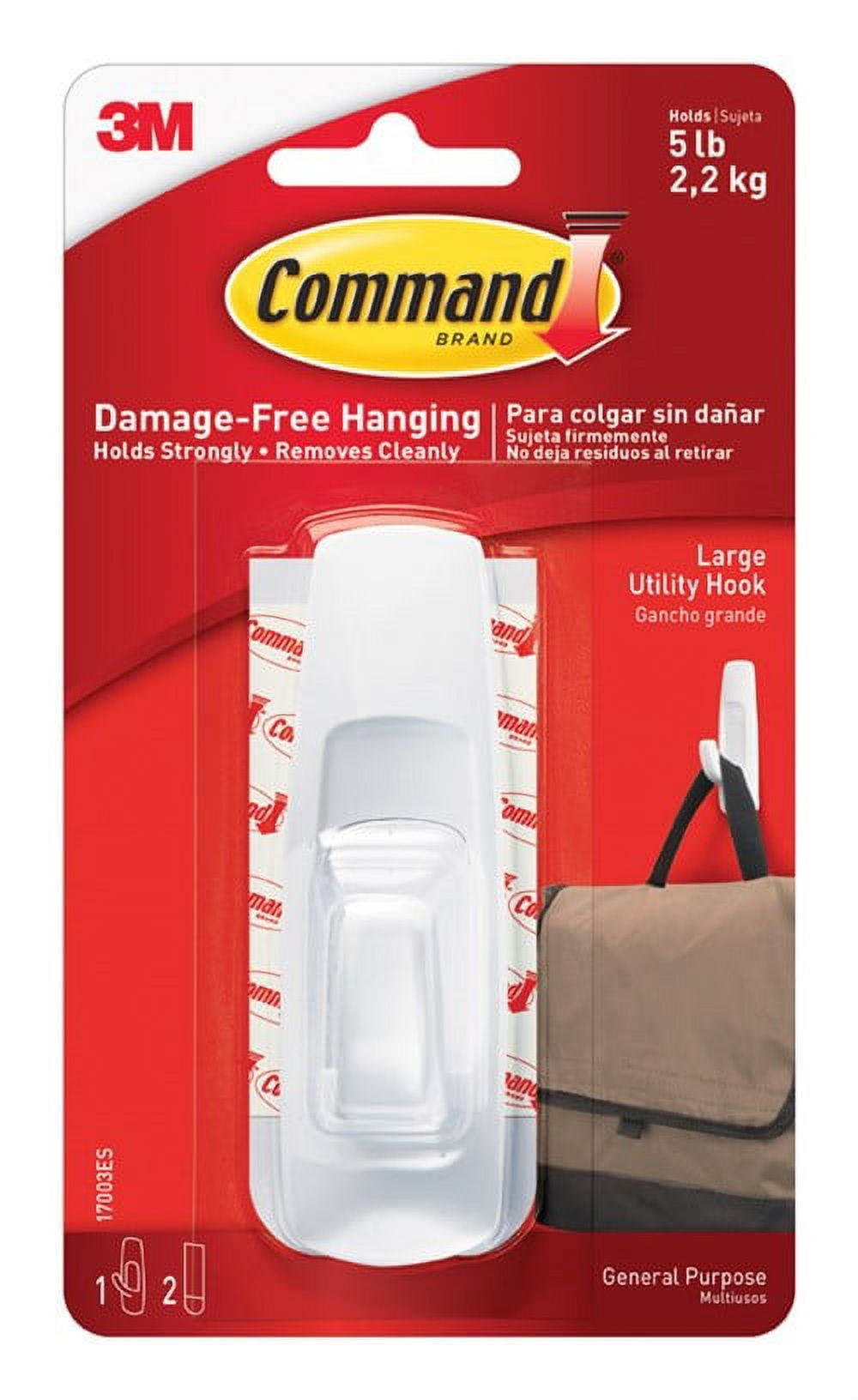 3M Command Large Utility Hook - White - 9 Hooks — Residential Use, Standard Application