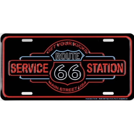 Route 66 Service Station Metal License Plate