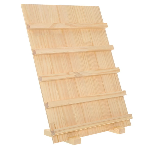 KAKOWELY 1Pack Beige Wood Earring Card Display Jewelry Organizer Stand Tiered Five-Layer for Vendors