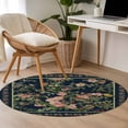 thumbnail image 4 of Black Flowers Round Area Rug 3Ft Washable Small Circle Rugs for Kitchen Entryway, Spring Floral Elegant Pastoral Vintage Non-Slip Carpet Floor Mats Indoor Outdoor Carpet Runner Aesthetic Home Decor, 4 of 8
