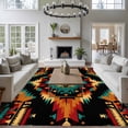 thumbnail image 3 of 8'x10' Area Rugs, Boho Orange Teal Indoor Outdoor Area Rug for Living Room Bedroom, Geometric Vintage Southwestern Ethnic Washable Bathroom Rugs Kitchen Floor Carpet Mats Home Decor Aesthetic, 3 of 8