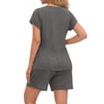 thumbnail image 5 of MOSHU Womens Pajamas Sets V Neck Tops and Drawstring Shorts Sets with Pockets Two Piece Lounge Sets Oufits, 5 of 12