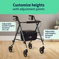 thumbnail image 4 of Medline Superlight Folding Aluminum Mobility Rollator Walker, Smoky Blue, 250 lb. Weight Capacity, 6" Wheels, Adjustable Arms and Seat, 4 of 6