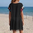 thumbnail image 7 of CHUMUD Beach Cover Ups for Women Bohemia Off Shoulder Swim Cover-Up Dress with Asymmetric Hem, Loose Fit Round Neck Short Sleeve Tunic Vacation, 7 of 7