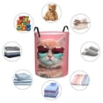thumbnail image 4 of Balery Cool Cat Pink Sunglasses Cesta de ropa redonda con asas, impermeable, independiente, para ropa, juguetes, dormitorio y familia-Small, 4 of 6