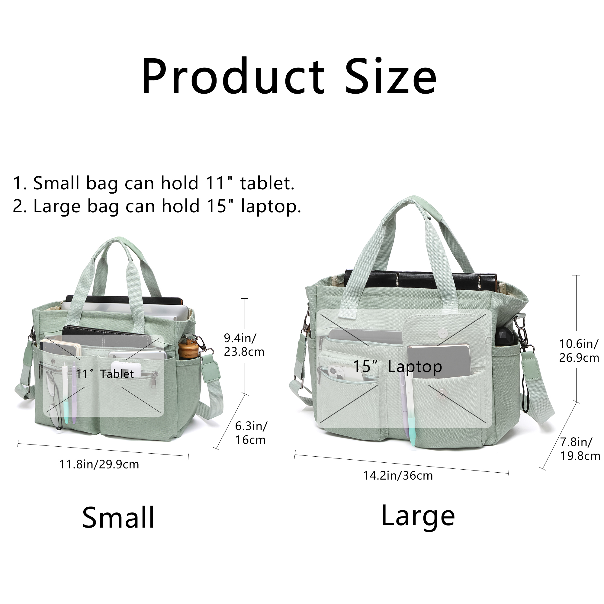 Pinkcona 2-Pack Canvas Tote Laptop Work Bag photo 7