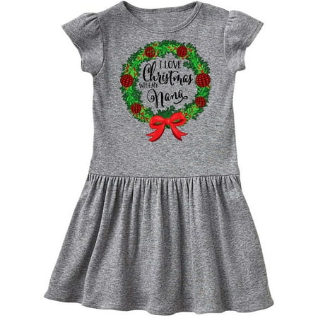 

Inktastic I Love Christmas with My Nana Wreath Gift Toddler Girl Dress