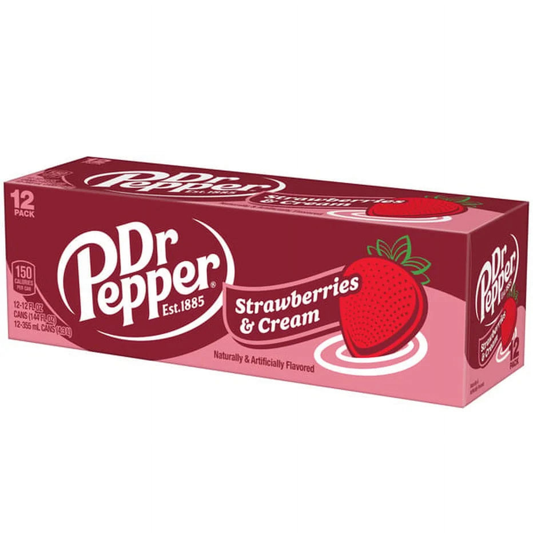 Dr Pepper Strawberries and Cream Soda, 12 Fl Oz, 24 Cans