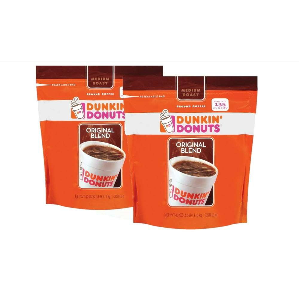2 Pack Dunkin Donuts Ground Coffee 40 oz. each
