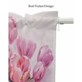 thumbnail image 5 of Easter Linen Curtain Valance for Bedroom/Bathroom/Kitchen/Office/Living/Dining Room Windows,Modern Pink Tulip Spring Flower Botanical Watercolor Pocket Topper Drapes Decorative Cafe Drapery 54x18, 5 of 6