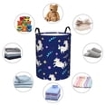 thumbnail image 6 of ZNDUO Round Laundry Basket, Waterproof Collapsible Laundry Baskets with Handles, Medium Size - Unicorn Leaves Blue Pattern, 6 of 8