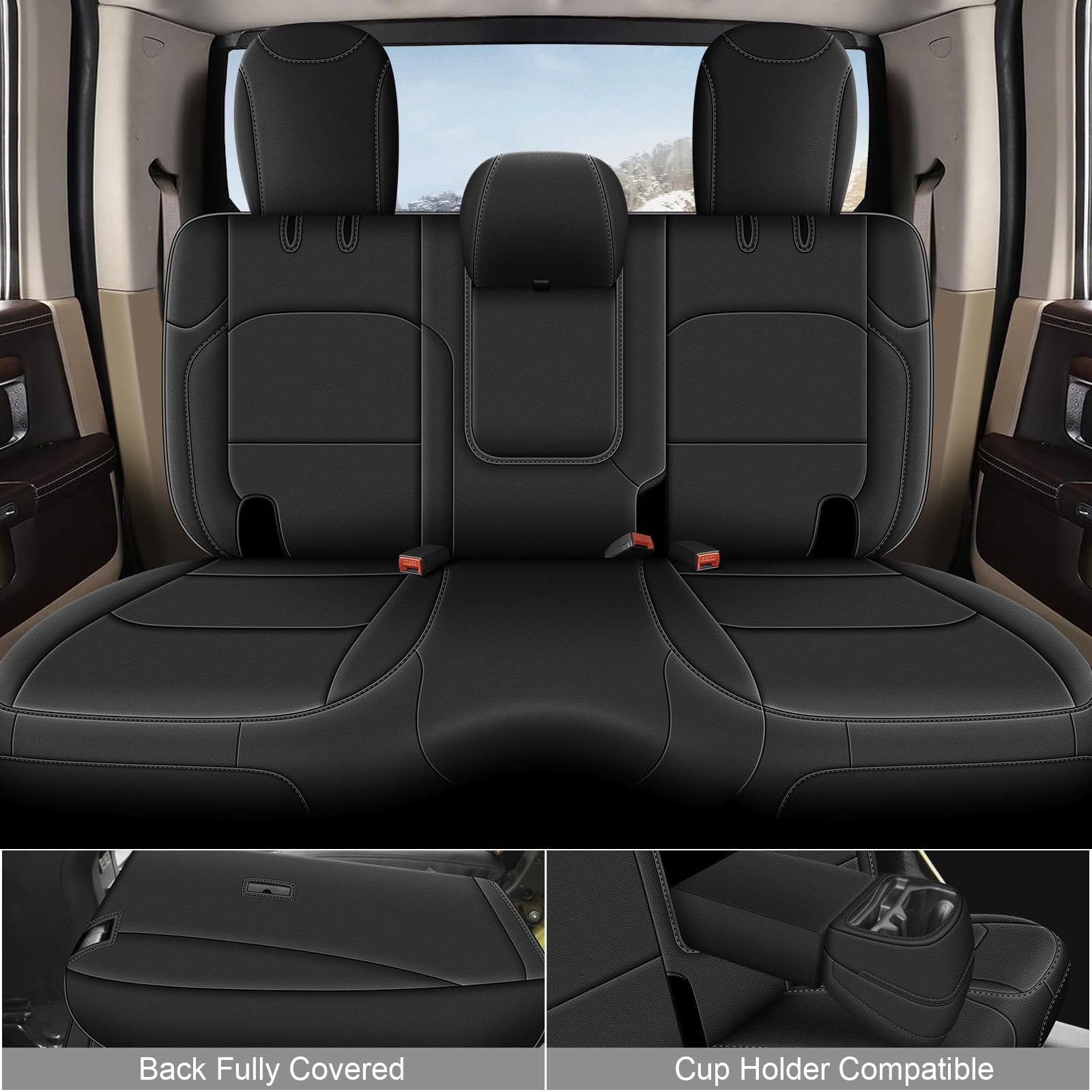 AOMSAZTO Custom Seat Covers for Jeep Wrangler 2018-2024 2-Door Car Seat Covers for Jeep Wrangler Faux Leather Seat Protectors Full Set Black