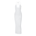 thumbnail image 1 of Robes à Col en V pour Femmes Été Sans Manches Papillon Dos Ouvert Robes Maxi Unies Jupes en Tulle Moulantes Tendance, 1 of 8