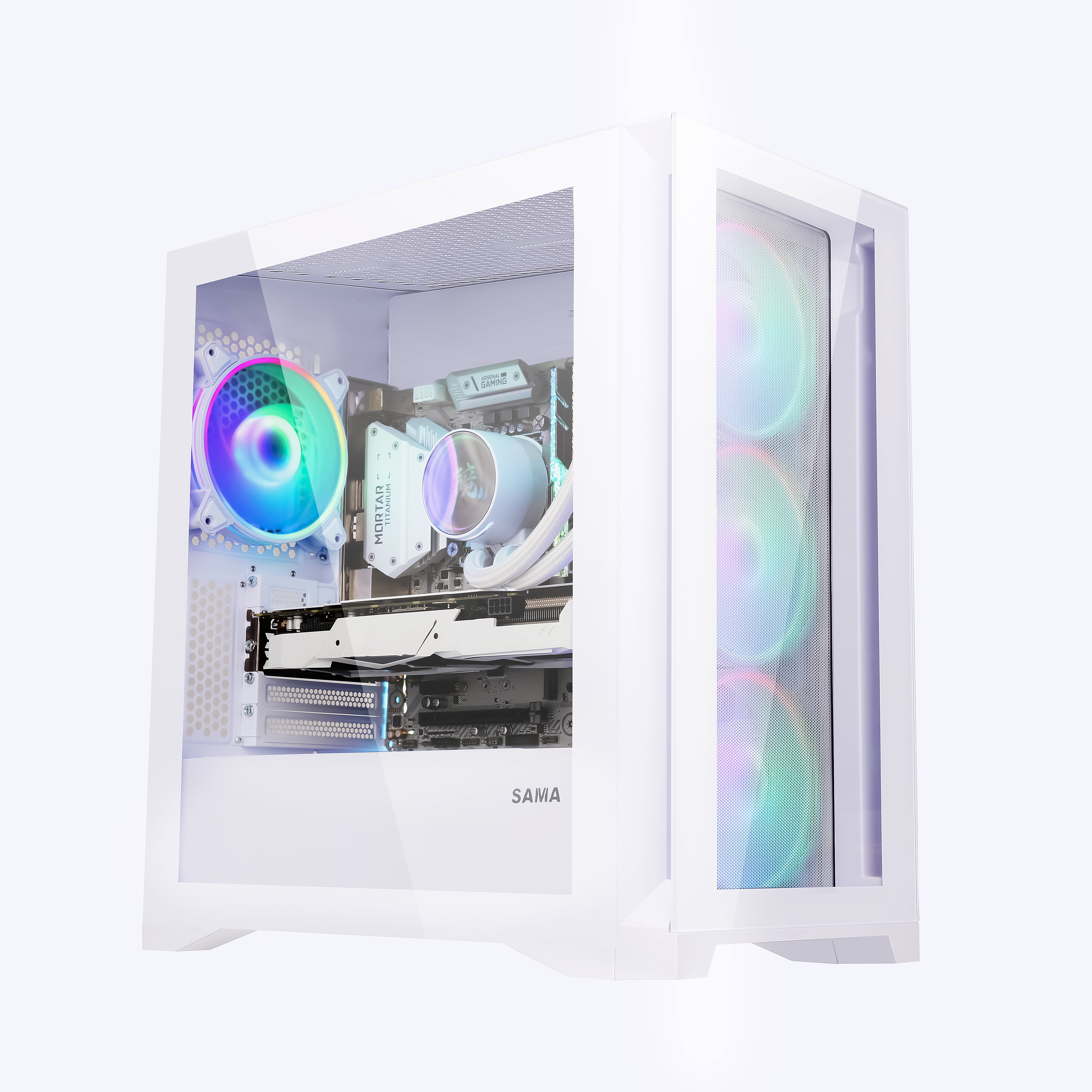 SAMA MATX Case AM07GG BK ARGB White Computer case MICROATX Tower with