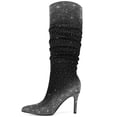 thumbnail image 2 of RONILURN Womens Rhinestone Knee High Boots Sparkly Slouchy Tall Boots Pointed Toe High Heel Wide Calf Glitter Stiletto Boot for Women, 2 of 8