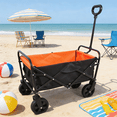 thumbnail image 2 of Segmart Wagon Utility Cart, Folding Outdoor Beach Wagon with Adjustable Handle & 2 Mesh Cup Holders, Wagon Perfect for Camping, Concerts, Sporting Events, Beach, 150lbs, Black, S10484, 2 of 9