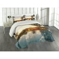 thumbnail image 2 of Ambesonne Hawaii Quilted Coverlet 3 Pcs, Swimming Pool Sunset, Queen Size, Orange Teal, 2 of 4