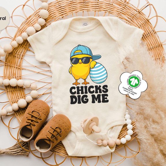 Chicks Dig Me Baby Bodysuits, Boys Easter Kids Shirt, Little Boy Easter Shirt, Cool Easter Shirt, Easter Chick Shirt,Egg Hunt Shirt Cute Baby Onesie, BABY BODYSUIT LAT 4424