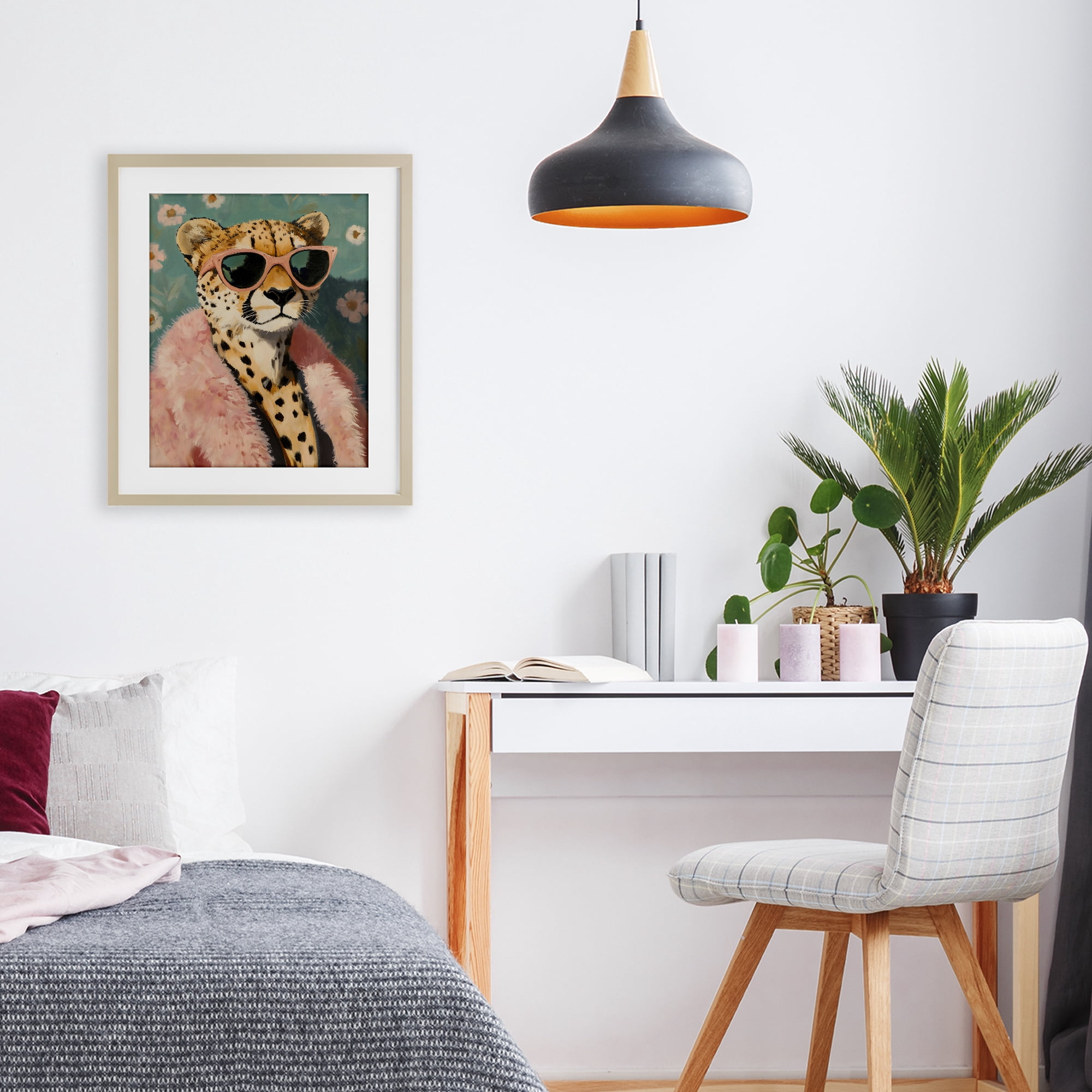 Stupell Industries Glam Cheetah in Pink Fur Birch Framed Print Under Glass, design by The Prints Vibe