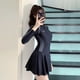 thumbnail image 4 of Traje de baño de un solo cuerpo de manga larga para mujer, traje de baño de un solo cuerpo que cubre el vientre, adelgazante, conservador, deportivo, súper hada ins, viento, aguas termales, 4 of 6