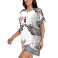 thumbnail image 2 of Naloa Moose Kissing Under Mistletoe Women's Short-Sleeved Pajama Set, Loungewear, Summer pajamas, Breathable Cozy - X-Large, 2 of 9