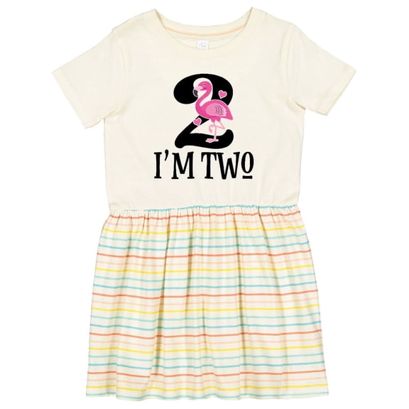 Inktastic 2nd Birthday Party Girls Flamingo Girls Toddler Dress