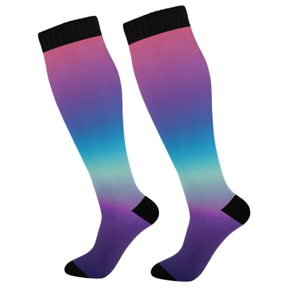 joogoo Blue Gradient Long Socks Women Men Knee High Sock