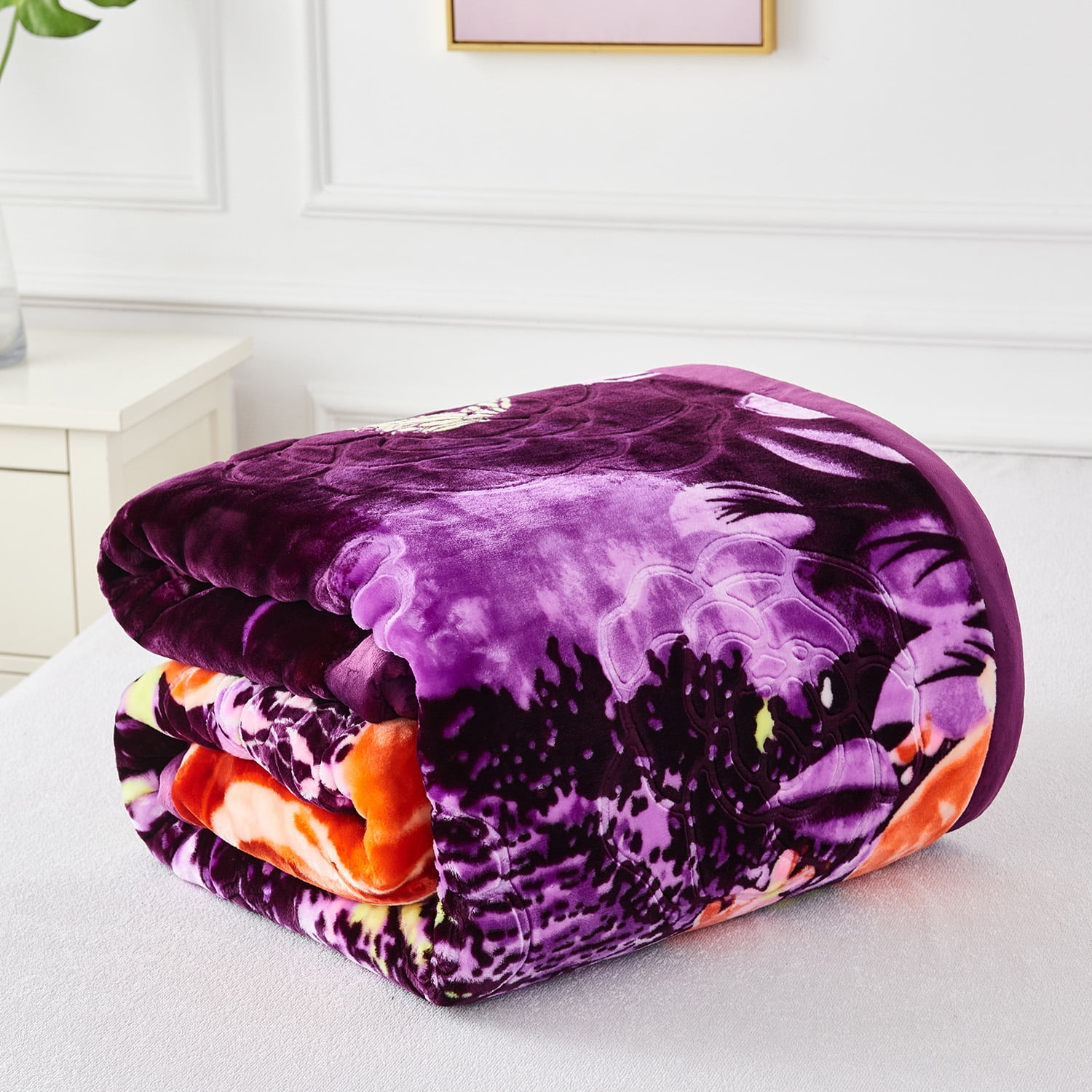 NC Queen Fleece Plush Bed Blanket,2 Ply Heavy Warm Mink Blanket for Winter 79"x91",7.5lbs