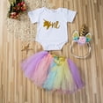 thumbnail image 5 of 3PCS Newborn Baby Girls 1st Birthday Romper Tutu Skirt Tulle Fluffy Princess Dress Unicorn Party Clothes, 5 of 8