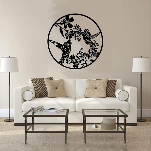 Arte De Pared De Metal De 11.8 In Con Diseño De Pájaro En La Rama De Un Árbol, Para Colgar En La Pared, Escultura De Silueta Pintada A Mano, Letrero De Adorno Para El Hogar, Oficina, Decoración De Par Muyoka Hogar