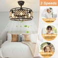 thumbnail image 2 of Depuley Crystal Ceiling Fan with Light Remote Control Ceiling Light Fixture Matte Black Flush Mount for Kitchen Island  Living Room Bedroom, 3 Wind Speed Adjust, E12 Base, 2 of 7