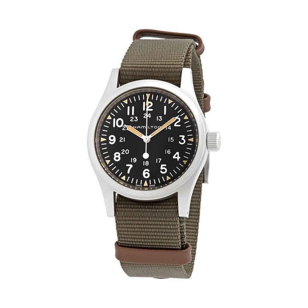 Hamilton Khaki Field Green Nylon Strap Black Dial Mechanical H69439931 Men's Watch
