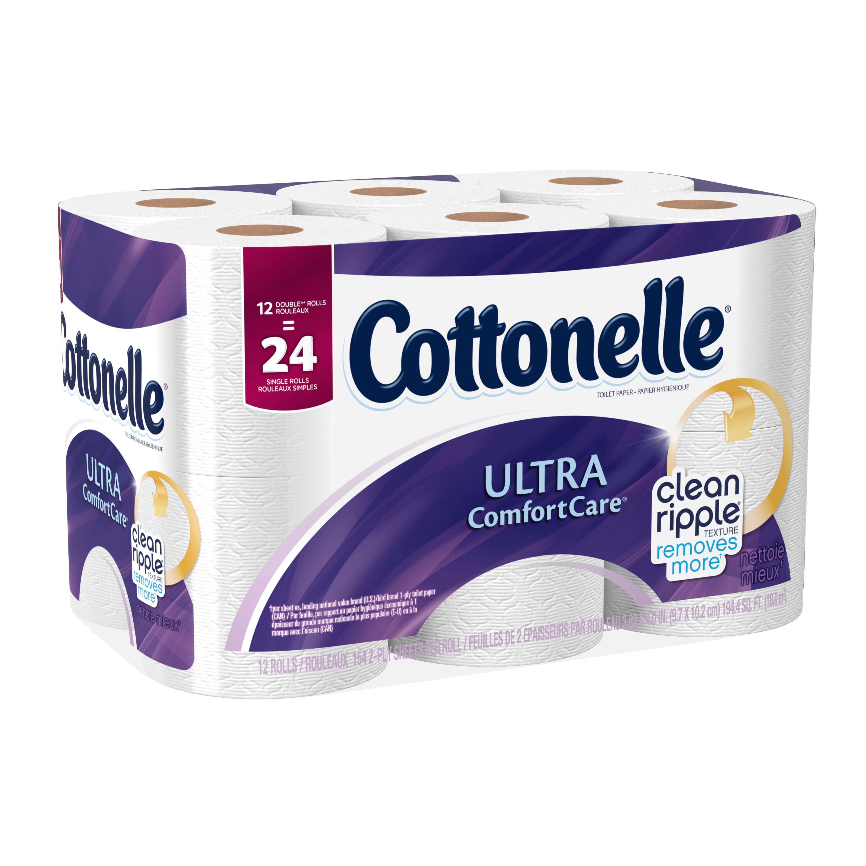 Cottonelle Ultra Comfort Toilet Paper, 12 Double Rolls, 154 Sheets per Roll (1,848 Total)