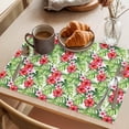 thumbnail image 3 of Tropical Leaves Placemats Set of 8 Summer Green Pink Flower Floral Place Mats Indoor Wipeable Table Mats Washable Cloth Dining Table Placemats for Kitchen Holiday Party Home Decor 13x19 Inch, 3 of 9