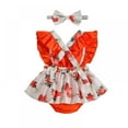 thumbnail image 1 of Uccdo Summer Baby Girls Floral skirt hem one-piece Romper Dress With Hairband 2 Pcs Set,0-24M, 1 of 8