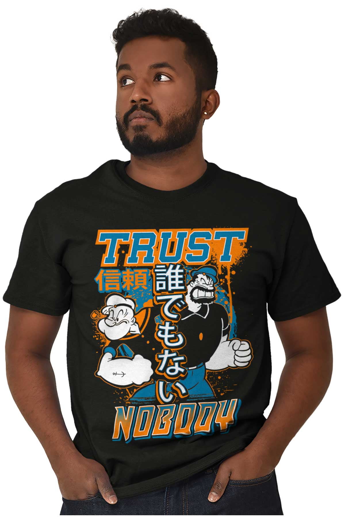 Popeye Trust Nobody Asian Inspired Men's Graphic T Shirt Tees Brisco