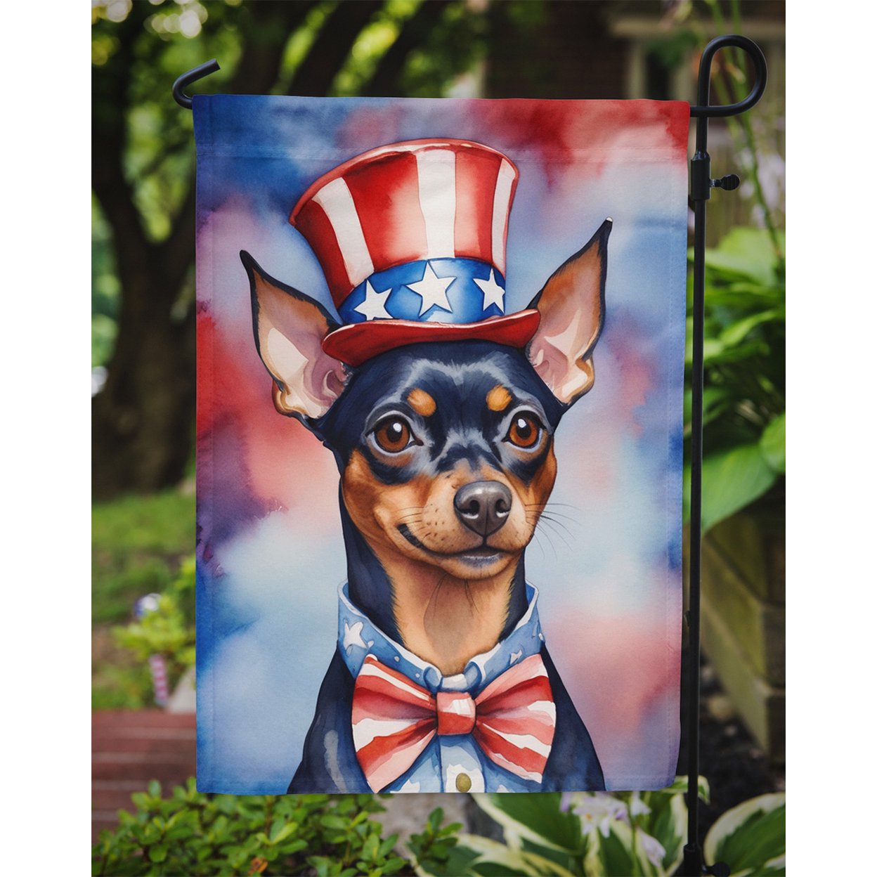 Miniature Pinscher Patriotic Garden Flag 11.25 in x 15.5 in
