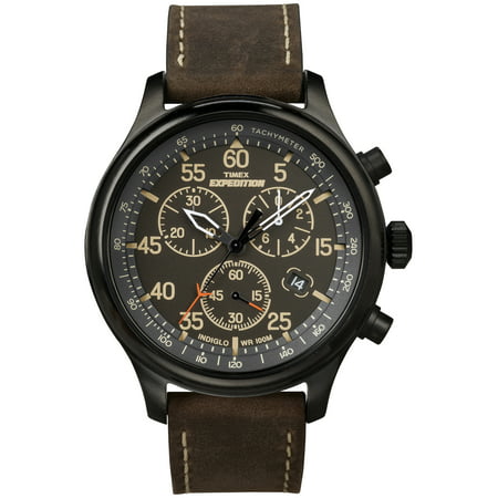 Timex Men's Expedition Field Chronograph Brown/Black Leather Strap Watches