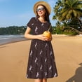 thumbnail image 4 of Picia Leopard Print Pattern Women's Short Sleeve Summer Dress Pleated Loose Swing Knee Length Short Sleeve Swing Dresses, 4 of 6
