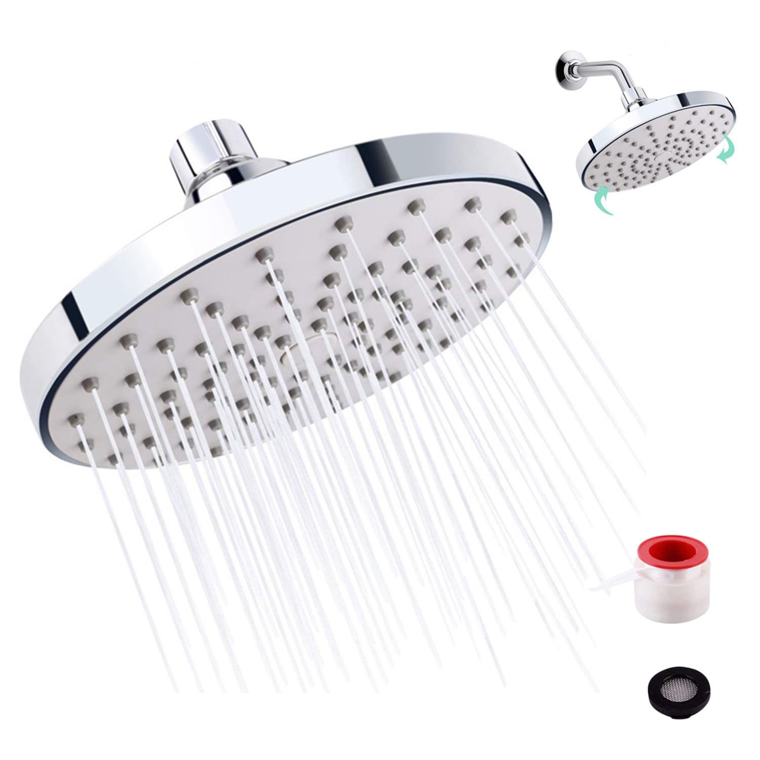 6 Inch Shower Head G1/2 Rain Showerhead Adjustable Bathroom Shower Head