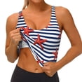 thumbnail image 4 of Fotbe Starfish Navy Blue Stripe Pattern Womens' Sports Bra Longline Wirefree Padded with Medium Support Sports Moisture-Wicking Workou Vest,Tank Top-XX-Large, 4 of 9