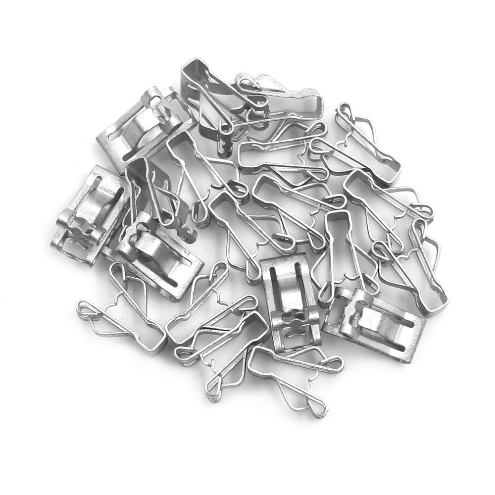 20pcs Silver Tone Car Console Instrument Dash Panel Metal Retainer Trim