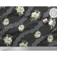 thumbnail image 2 of Soimoi Black Cotton Duck Fabric Camellias & Ranunculus Floral Fabric Prints By Yard 42 Inch Wide, 2 of 3