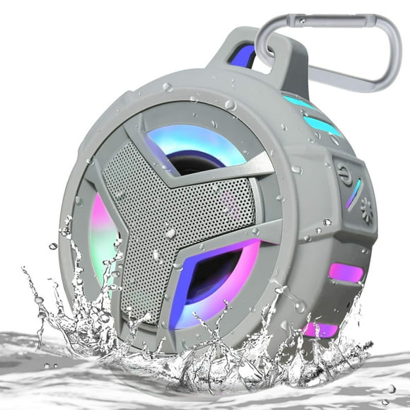 EBODA Altavoz Bluetooth para ducha, altavoz flotante portátil impermeable IPX7 con sonido HD fuerte, luz LED estéreo inalámbrica verdadera, reproducción 24 horas para piscina playa, regalos hombres, m