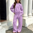 thumbnail image 2 of ITSAME Girls 2 Piece Outfit Bow Print Fleece-Lined Hooded Sweatshirt and Wide Leg Pants Warm Casual Set Size 5T, 2 of 6