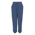 thumbnail image 4 of TRUBKH Linen Pants,wide Leg Linen Pants for Women,baggy Pants Women,skinny Jeans for Women,gauze Pants for Women Casual Summer,and Elastic High Waisted Cotton and Linen Trousers Blue XL, 4 of 5