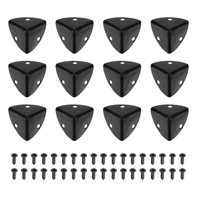 12 Pcs Metal Edge Guard, 23mm Decorative Box Corner Cover, Furniture Corner Edges Protector with Mounting Screws, Black