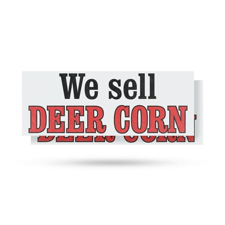 We Sell Deer Corn Vinyl Decal 2 Pack of 12 Inch x 5 Inch Weatherproof Heavy-Duty Adhesive Backing | Hunting Supplies Outdoor Products Professional Display | Made in USA