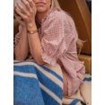 thumbnail image 4 of Argulvti Women's 2 Piece Lounge Set Solid Color/Plaid Button Up Tops Lantern Shorts Sleepwear Sets, 4 of 6