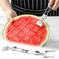 thumbnail image 1 of Rebanadora y cortadora de sandía plegable - Tenedor de fruta multifuncional para melones - Herramienta de cocina fácil de usar - Cuchillas de acero inoxidable - Mango antideslizante - Cortadora de, 1 of 8